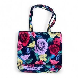 Vera Bradley Women's Quilted Black multicolored Roses Tote Bag
